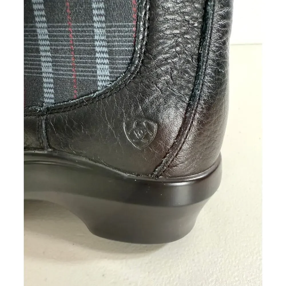 Ariat Wexford Waterproof Chelsea Leather Ankle Boots Plaid Lining Women’s 9.5 B